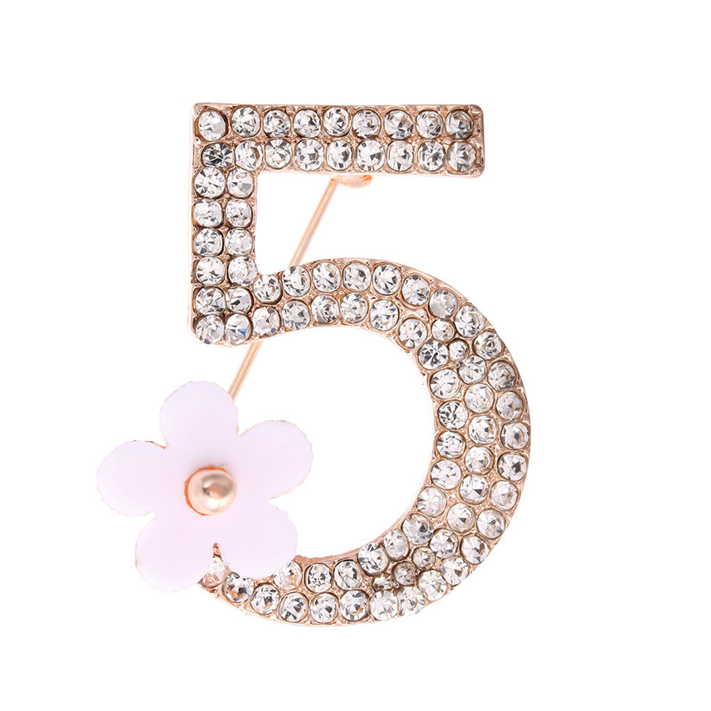 thumbnail image 2 of Broche Bufanda Broche Pin Rhinestones Corsage Breastpi Broche de cinco números, 2 of 2